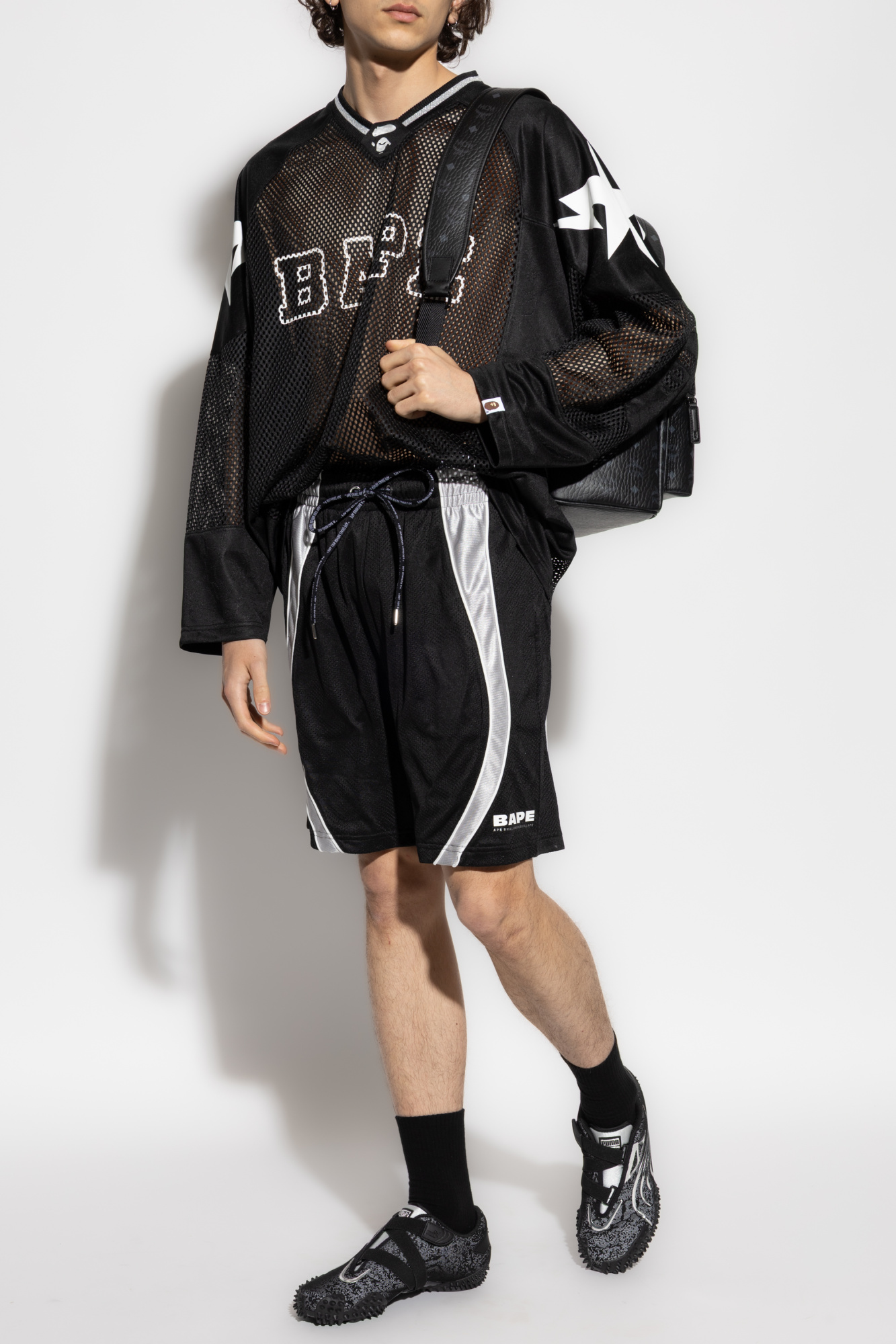 A BATHING APE® Shorts with printed logo | Men's Clothing